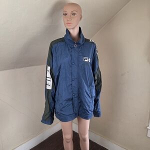 Fila Men's Blue and Dark Green Windbreaker